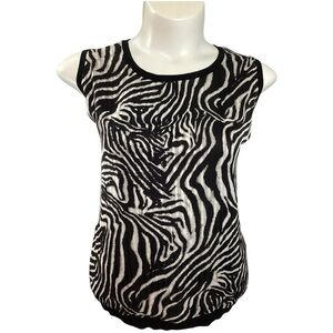 Jones New York Black and White Zebra Print Tank Top, Plus Size 3X